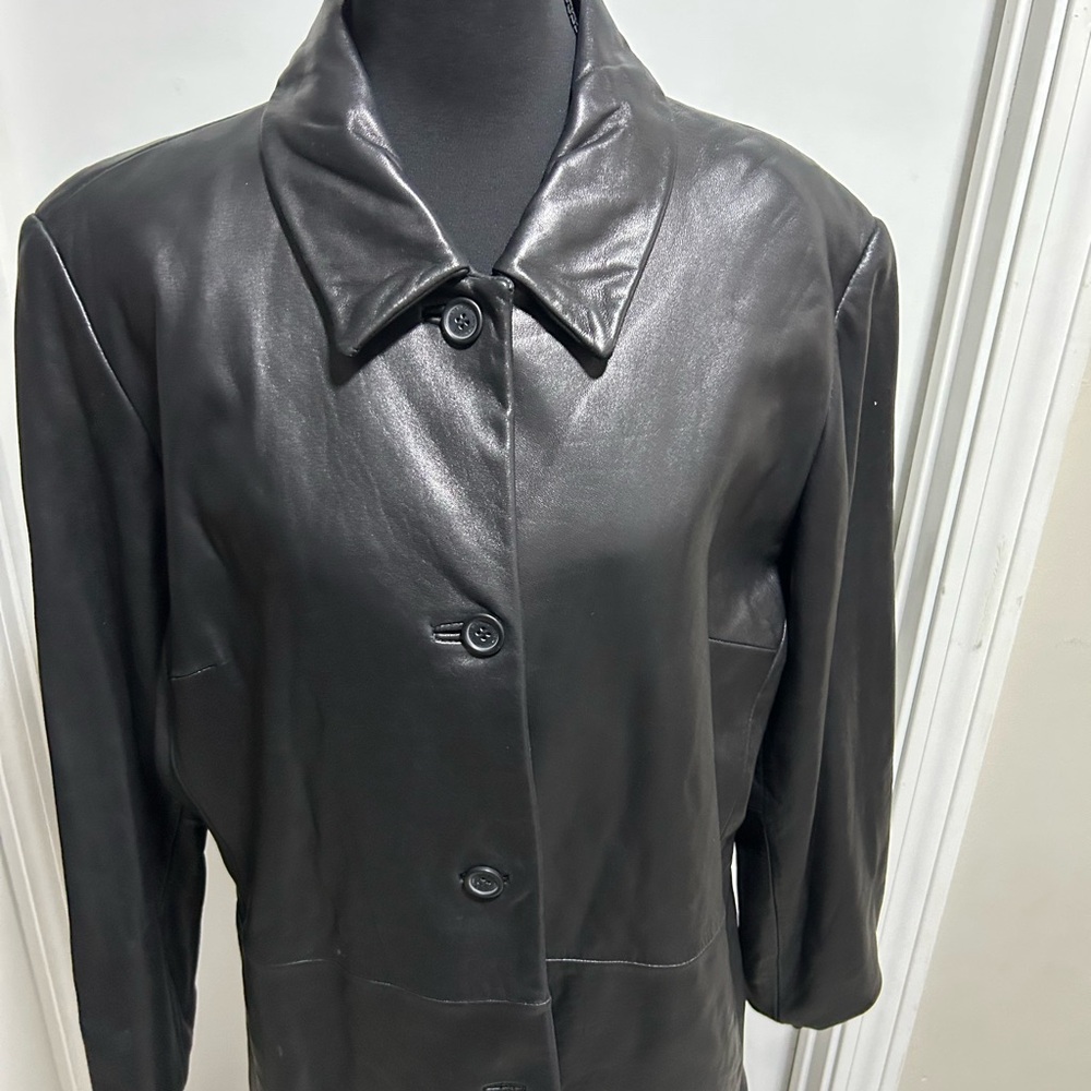 Jones New York Black Leather Jacket Classic Design